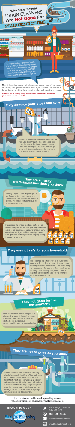 Infographic explaining Why Store Bought Drain Cleaners Are Not Good For Plumbing Clogs